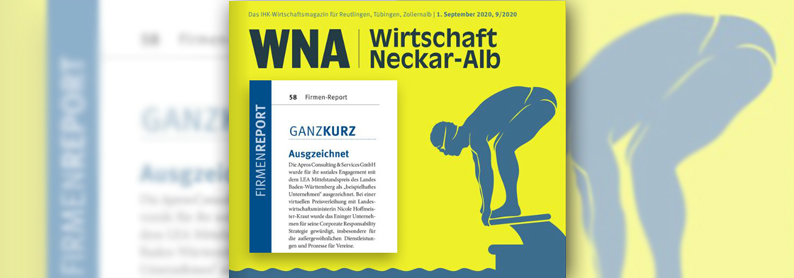 IHK-Wirtschaftsmagazin WNA f&uuml;r Reutlingen, T&uuml;bingen und Zollernalb berichtete &uuml;ber Auszeichnung LEA-Mittelstandspreis 2020